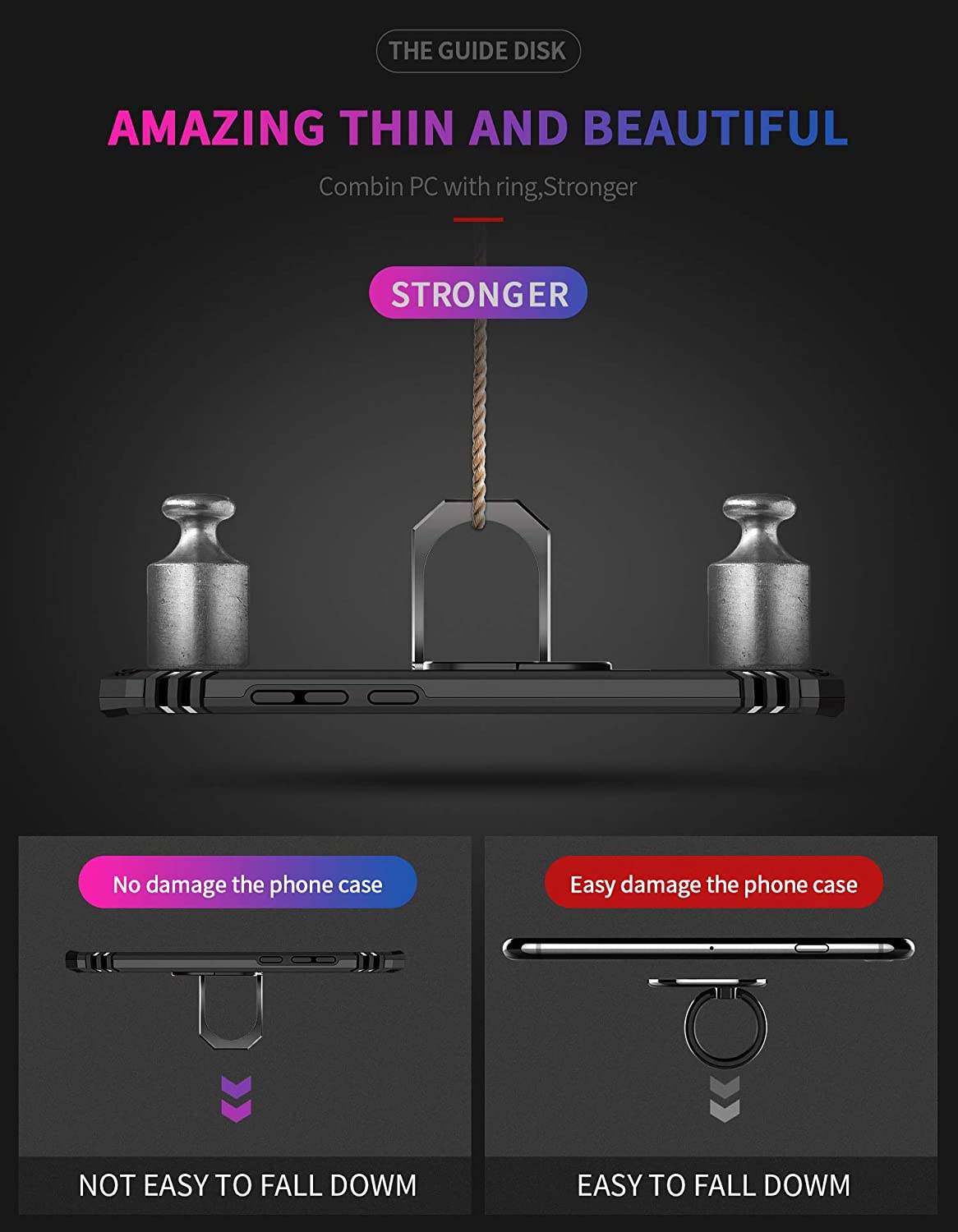 Protectores para celular  para Motorola  One Hyper Funda reforzada con anillo v2 Negro